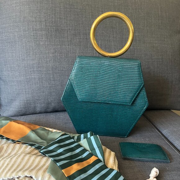 Anima Iris Pine Zuri Gold Handbag - Picture 1 of 9